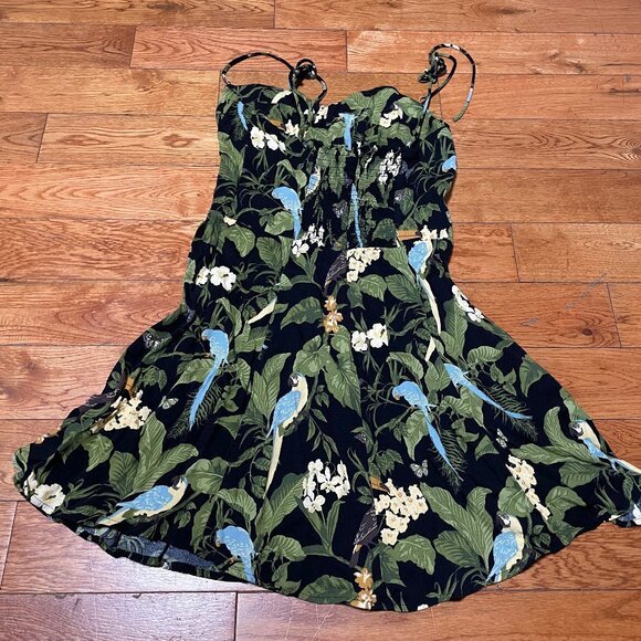 EUC Reformation Saskia Dress Size 8 Color Black Flowers Tropical - Picture 4 of 5